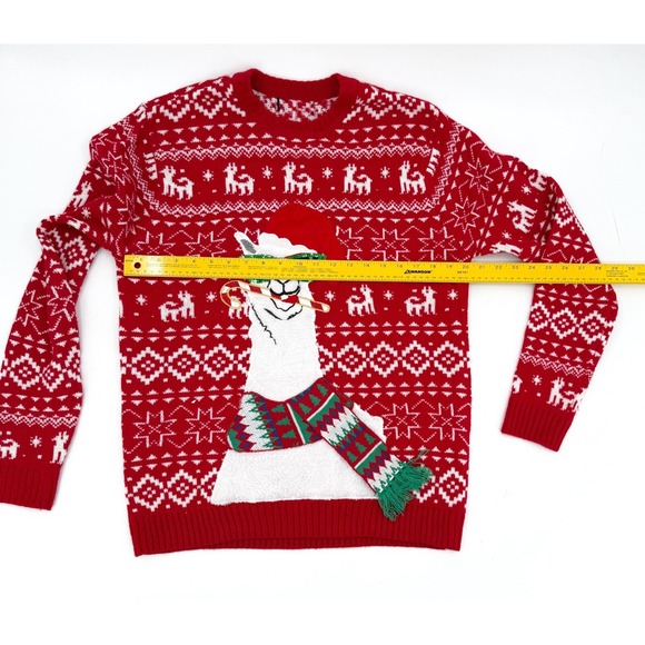 Ugly Christmas LLama Sweater Small Medium Red Candy Cane pullover Blizzard Bay - Picture 7 of 10